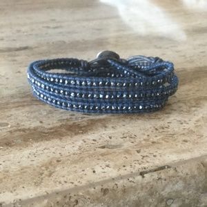 BRAND NEW Chan Luu Adjustable Triple Wrap Eclectic Crystal & Leather Bracelet